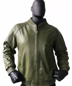 Men's Olive Green 100% Real Leather Jacket Designer Bomber Biker Handmade Coat2