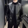 Men's PU Leather Jacket Stylish Baseball Collar Casual & Motorcycle Outerwear