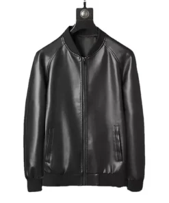 Men's PU Leather Jacket Stylish Baseball Collar Casual & Motorcycle Outerwear1