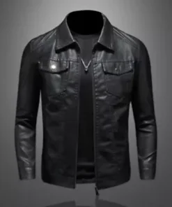 Men’s PU Leather Motorcycle Jacket – Waterproof, Thick, Slim Fit Lapel Jacket
