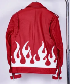 Meteor Flames Leather Biker Jacket1