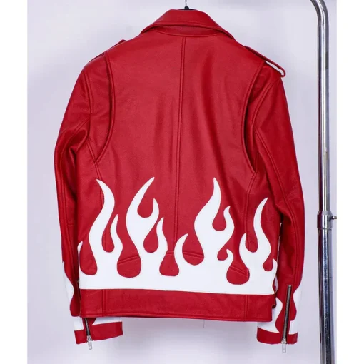 Meteor Flames Leather Biker Jacket1