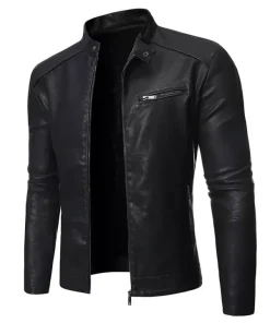 Retro Biker Style Korean Slim Fit Men's Leather Jacket – Trendy Winter & Autumn3