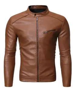 Trendy Retro Biker Leather Jacket for Men – Korean Slim Fit, Perfect for Winter