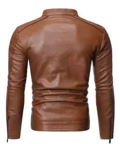 Trendy Retro Biker Leather Jacket for Men – Korean Slim Fit, Perfect for Winter2