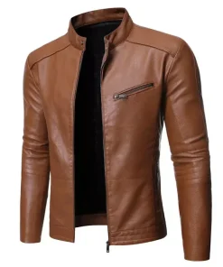 Trendy Retro Biker Leather Jacket for Men – Korean Slim Fit, Perfect for Winter3