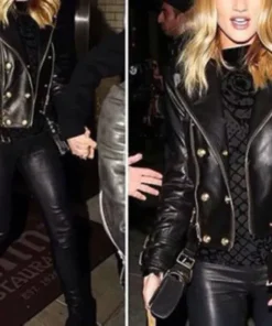 Women's Black Moto Style Genuine Leather Motorcycle Slim fit Biker Jacket2