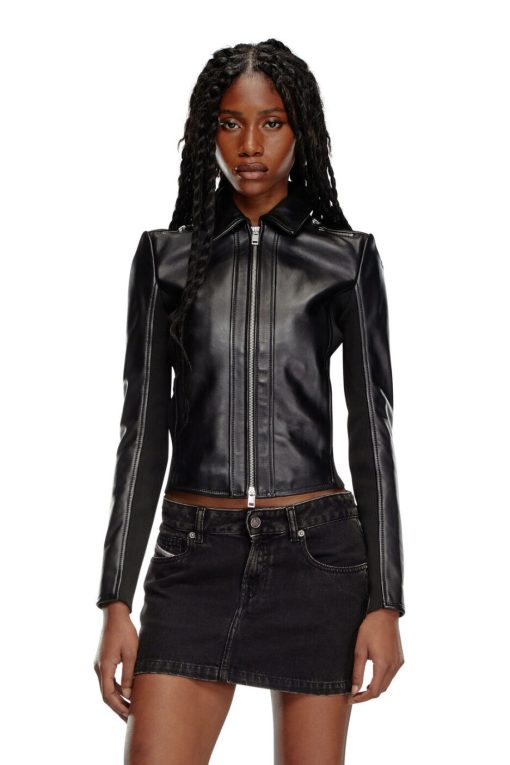 collared short body black genuine leather jacket 937x1405