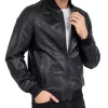 mens black leather bomber jacket scaled 720x
