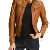 New Women Ladies Biker Brown Genuine Real Leather Jacket