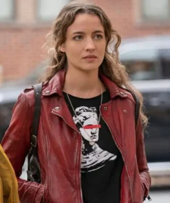sarah cooper red leather jacket scaled 1 937x1093