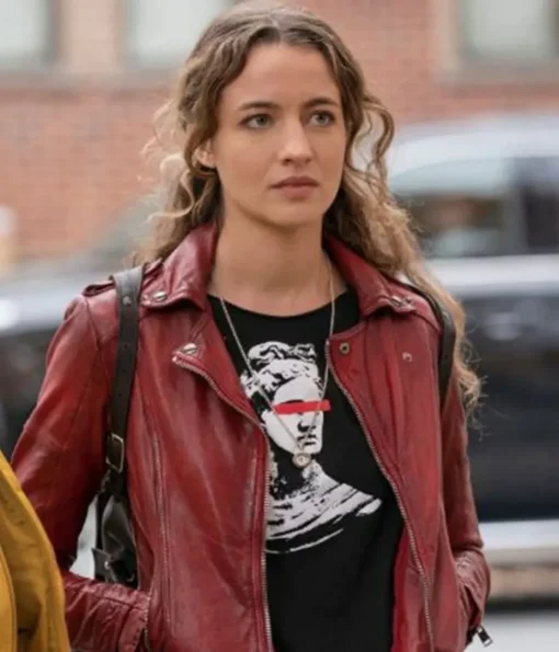sarah cooper red leather jacket scaled 1 937x1093