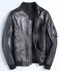 Black Bomber Leather Jacket