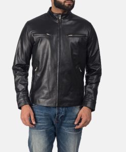 High-Neck Leather Jacket