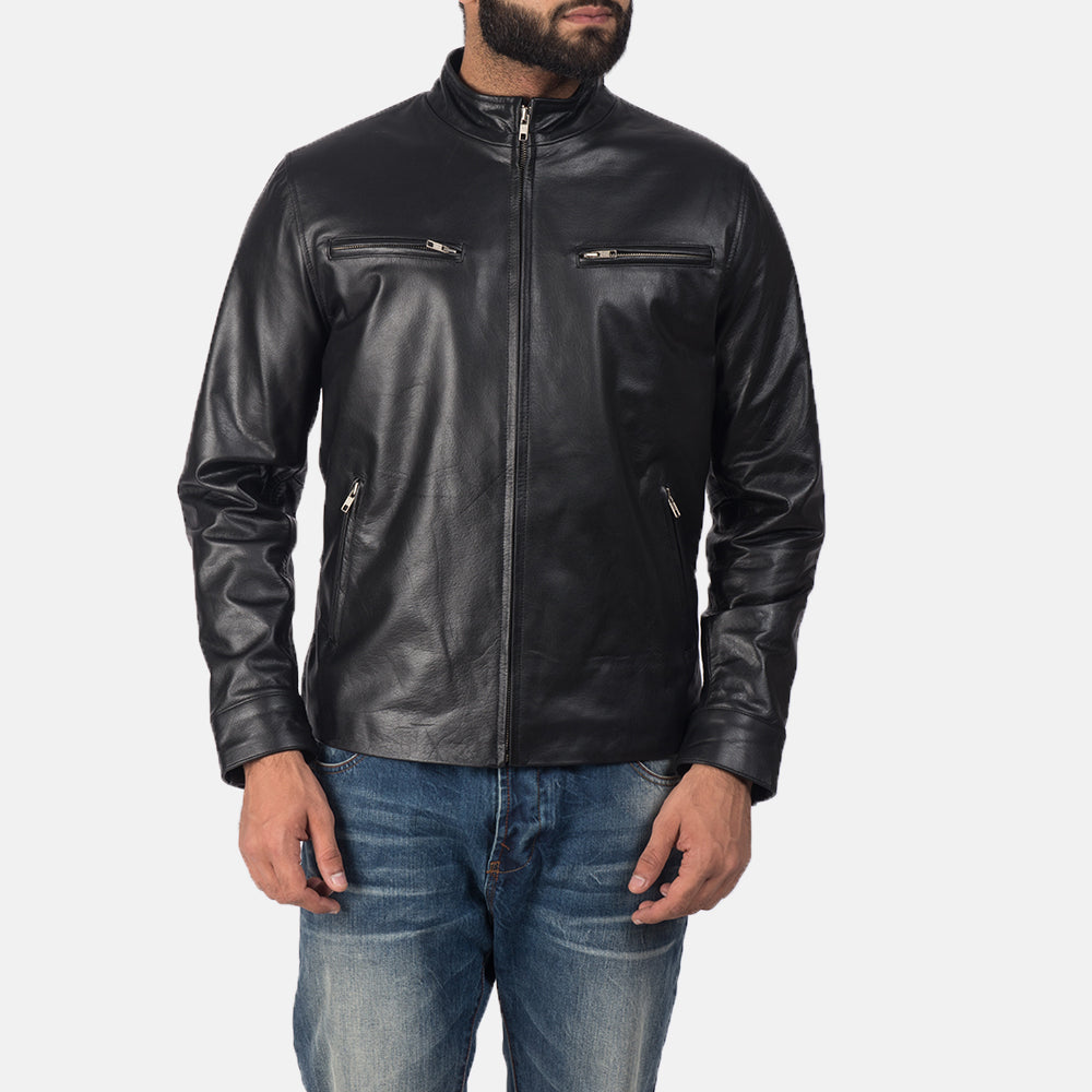 High-Neck Leather Jacket