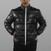 Quilted Leather Puffer Jacket