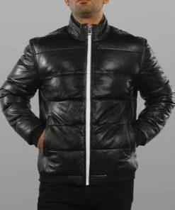 Quilted Leather Puffer Jacket