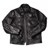 classic Black Leather Jacket with Dual Flap