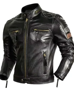 Black leather Cafe Racer