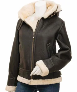 womens brown leather shearling jacket 937x1124